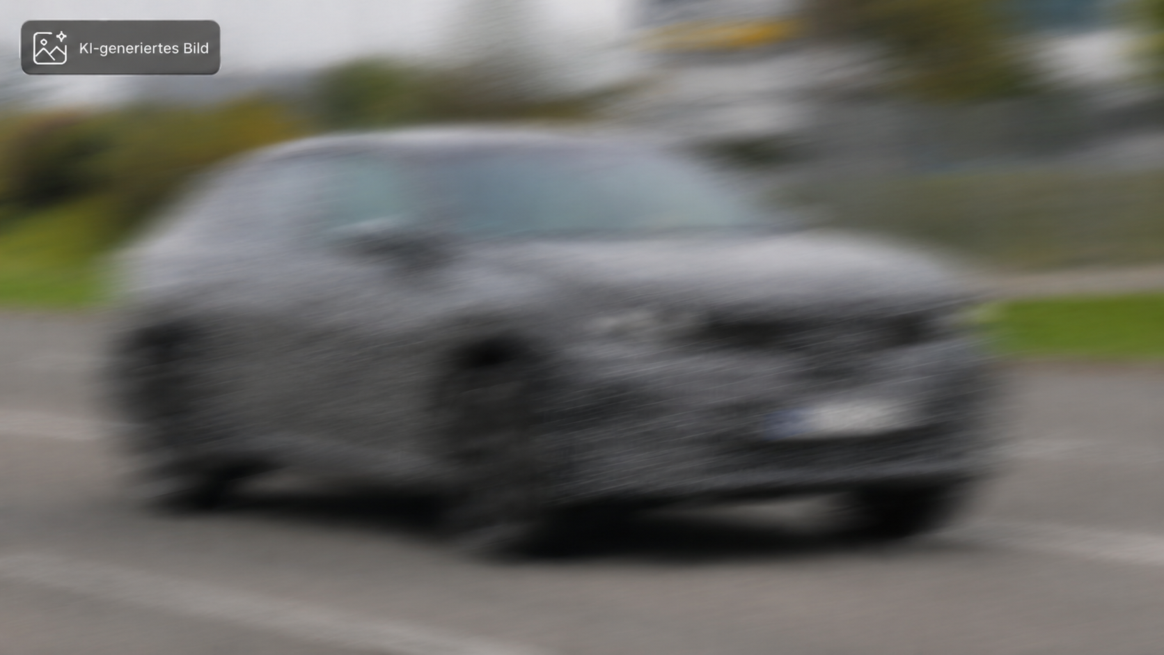 KI generiertes Bild das kein echtes Fahrzeug darstellt, aber einen Erlkönig andeuten soll
